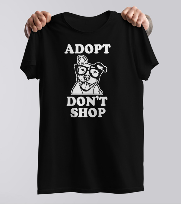 Adopt Don't Shop Pitbull With Glasses Dog Rescue T-Shirt