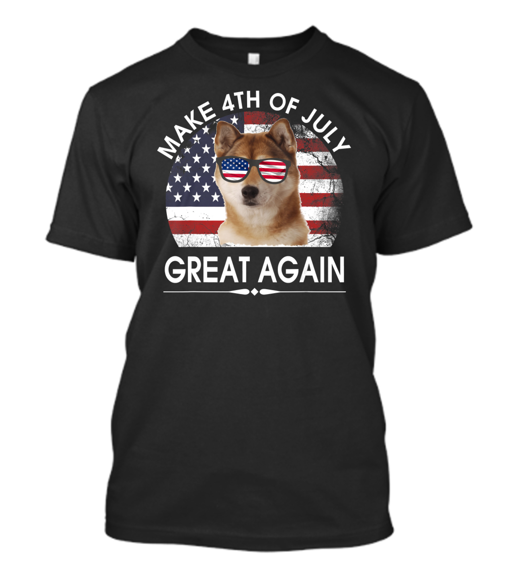 Make 4th Of July Great Again Akita USA Flag Sunglasses T-Shirt