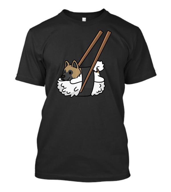 Akita Inari Sushi Funny Dog With Chopsticks T-Shirt