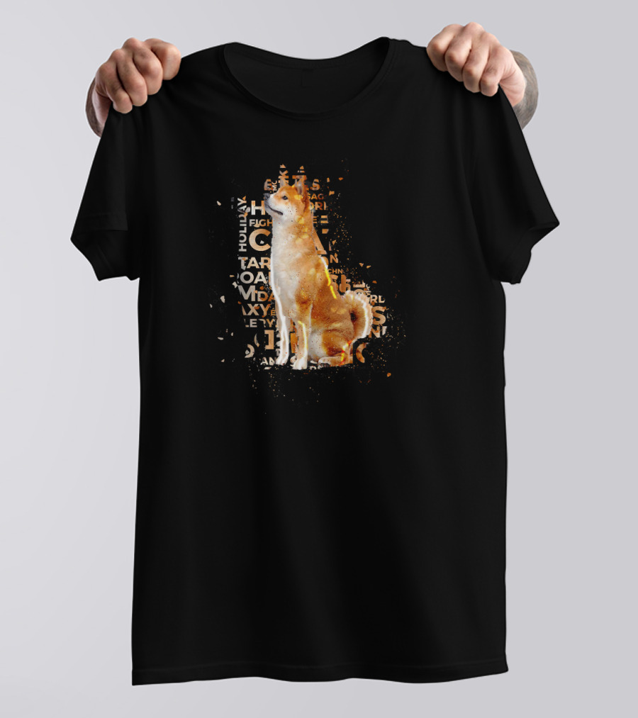 Akita Typography Awe With Text Collage And Dog T-Shirt
