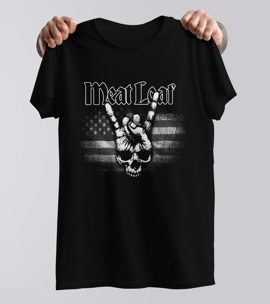 Meat Loaf Rock Skull Hand American Flag T-Shirt