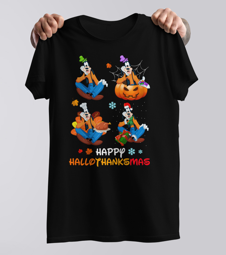 Happy Hallothanksmas Goofy Pumpkin Turkey Gift T-Shirt