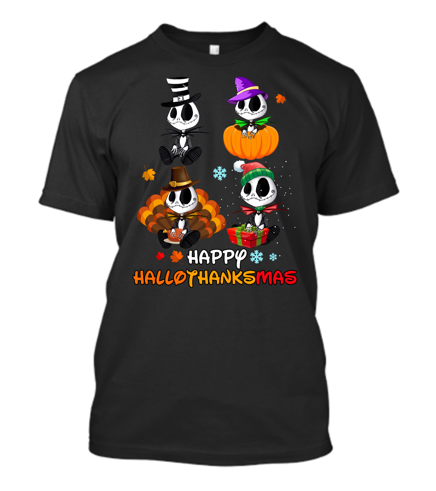 Happy Hallothanksmas Jack Skellington Pumpkin Turkey Present T-Shirt