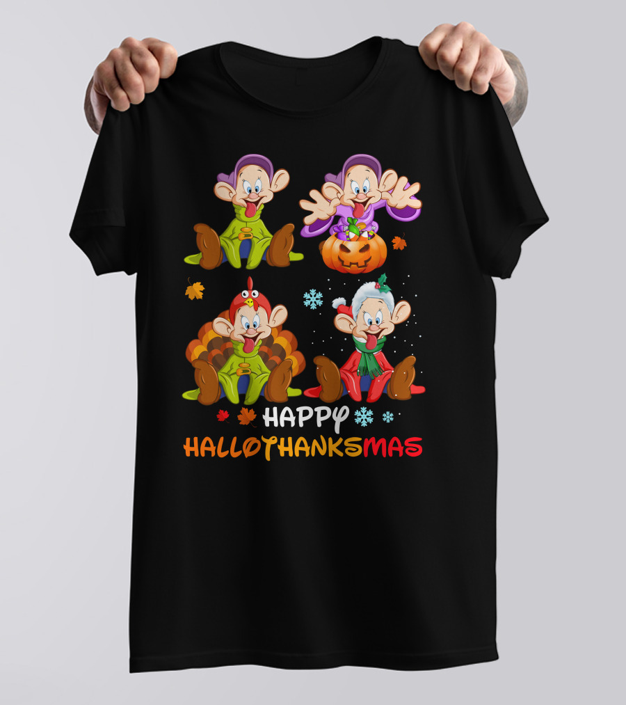 HAPPY HALLOTHANKSMAS Dopey Halloween Thanksgiving Christmas T-Shirt