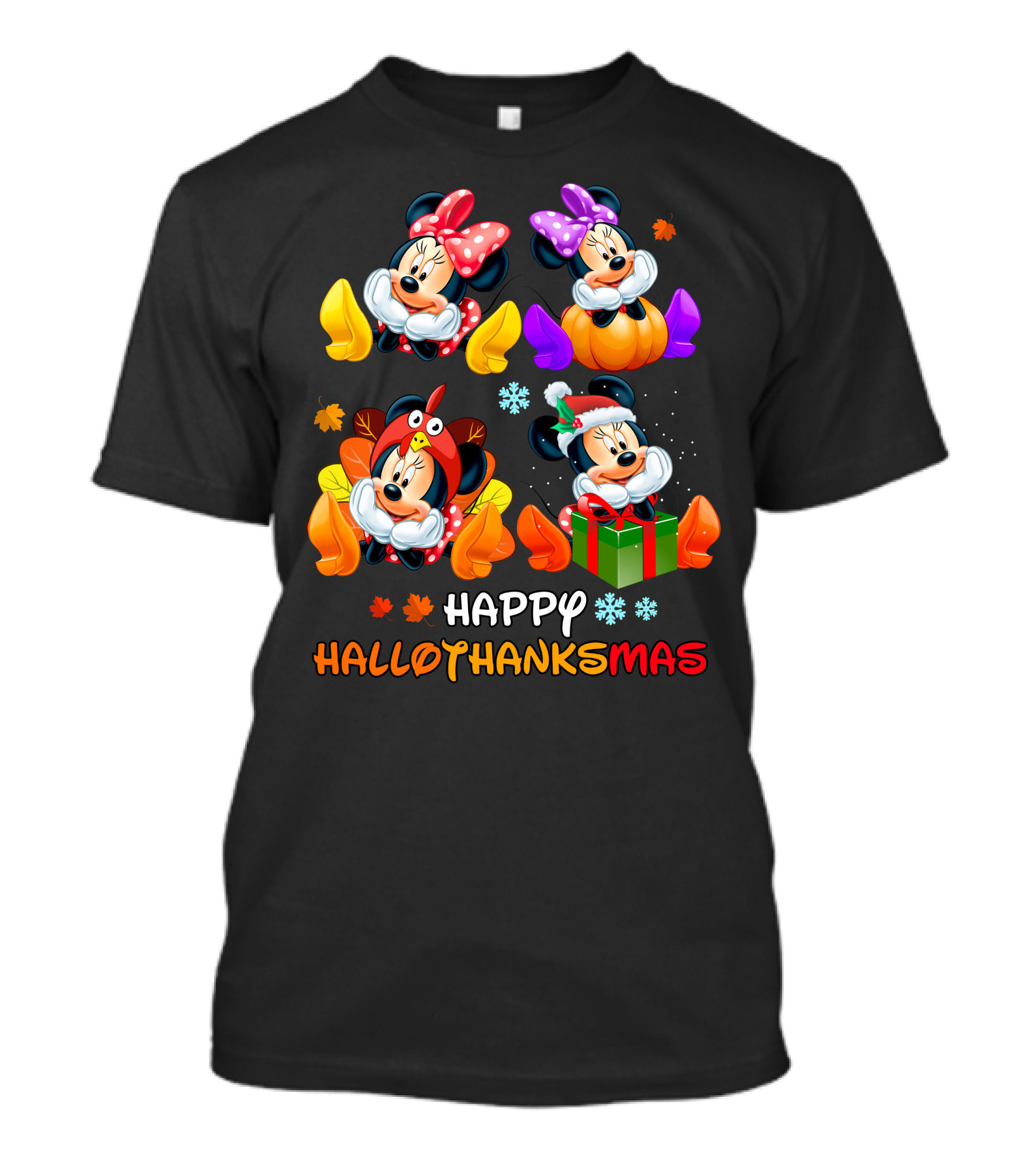 Happy HALLOTHANKSMAS With Minnie In Seasonal Costumes T-Shirt