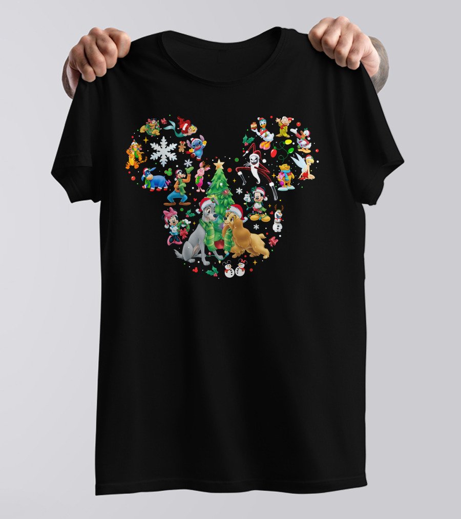 Lady And The Tramp Mickey Mouse Christmas Disney Characters T-Shirt