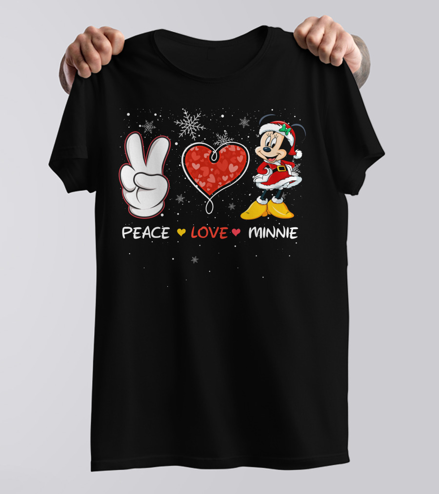 Peace Love Minnie Christmas Holiday Theme T-Shirt
