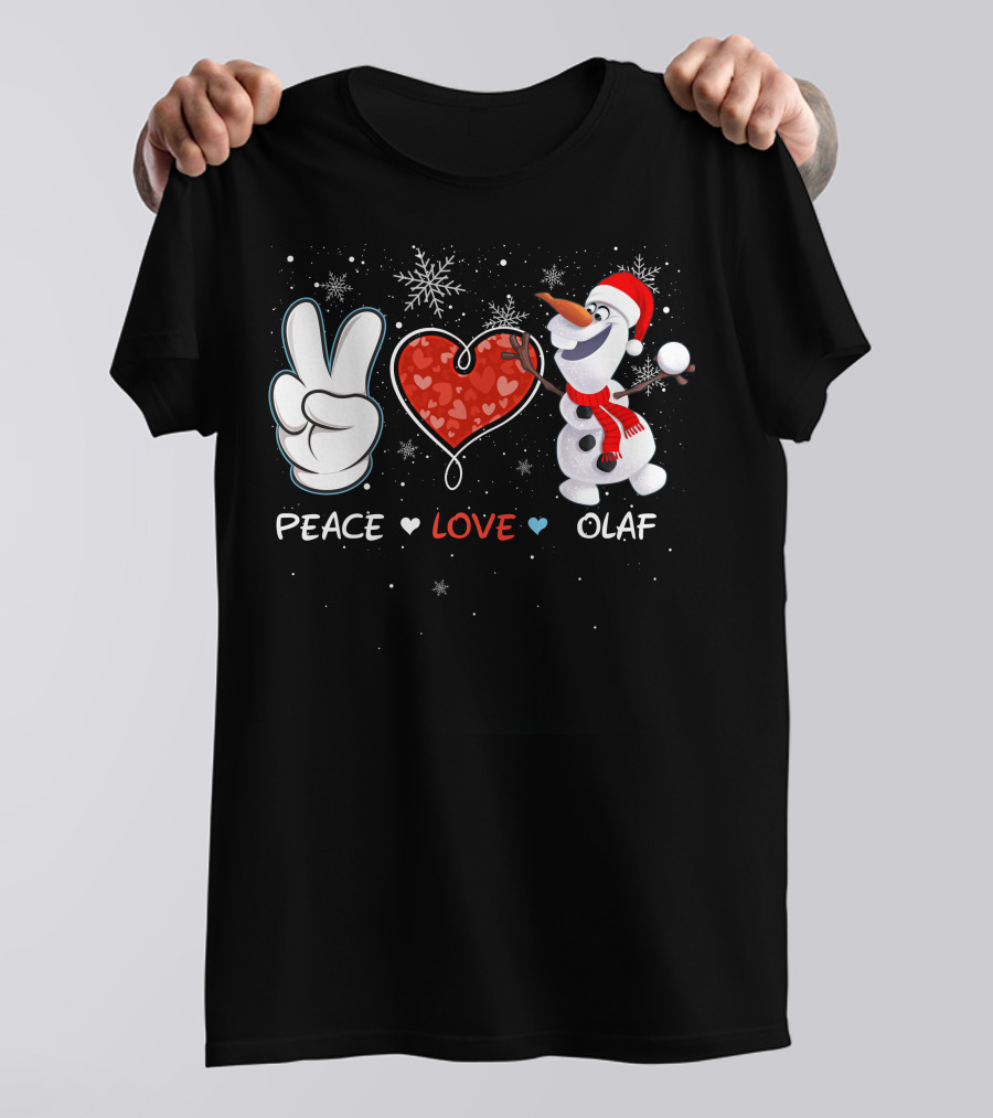 Peace Love Olaf Snowman Winter Holiday Theme T-Shirt