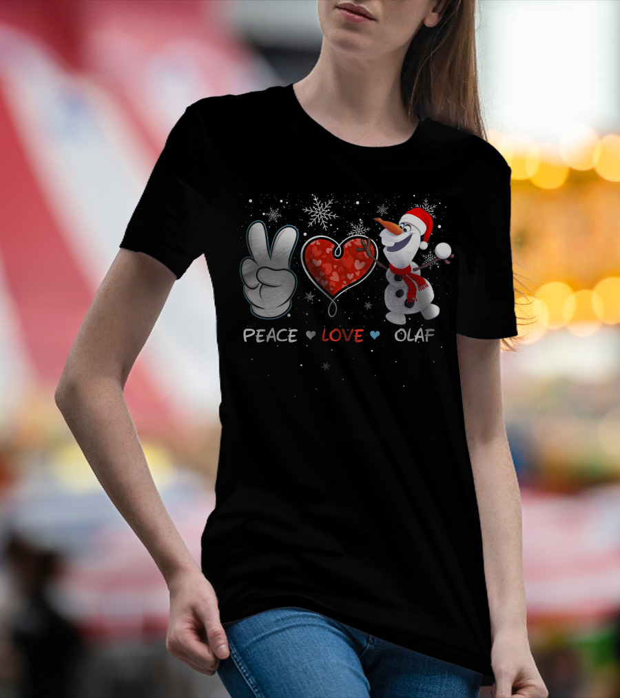Peace Love Olaf Snowman Winter Holiday Theme T-Shirt