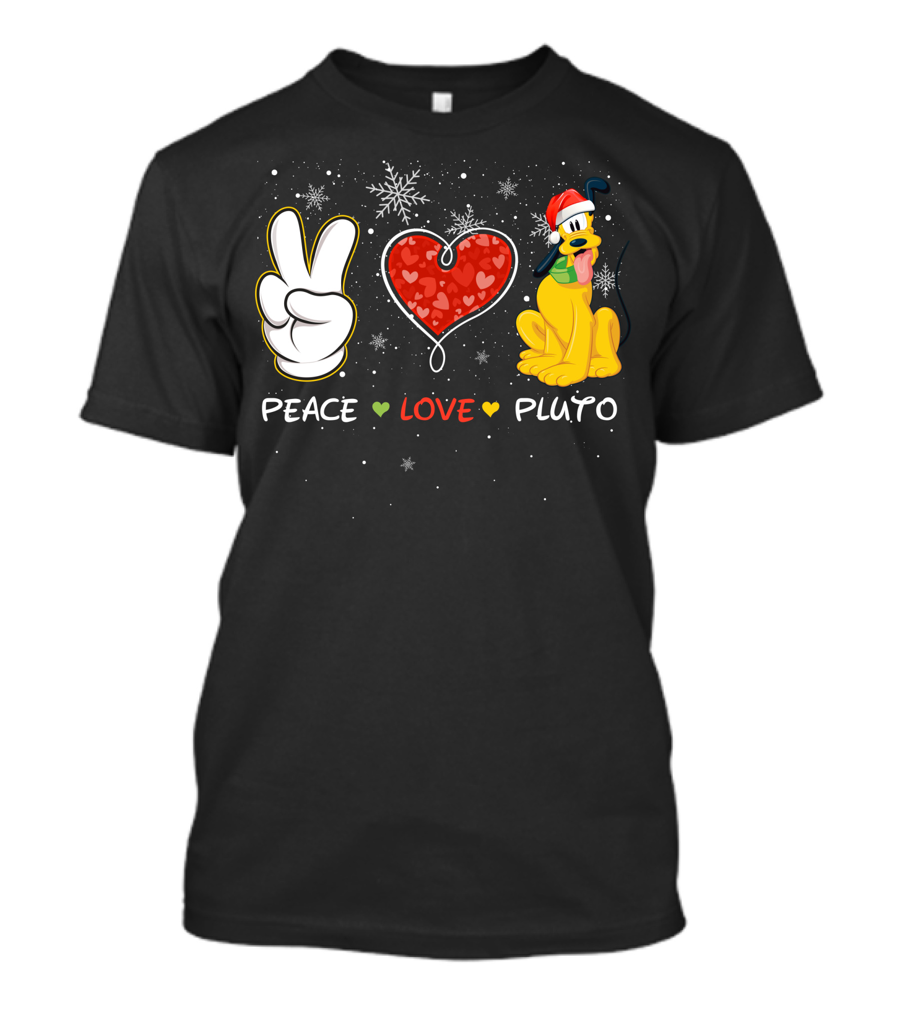 Peace Love Pluto Snowflakes Santa Hat T-Shirt
