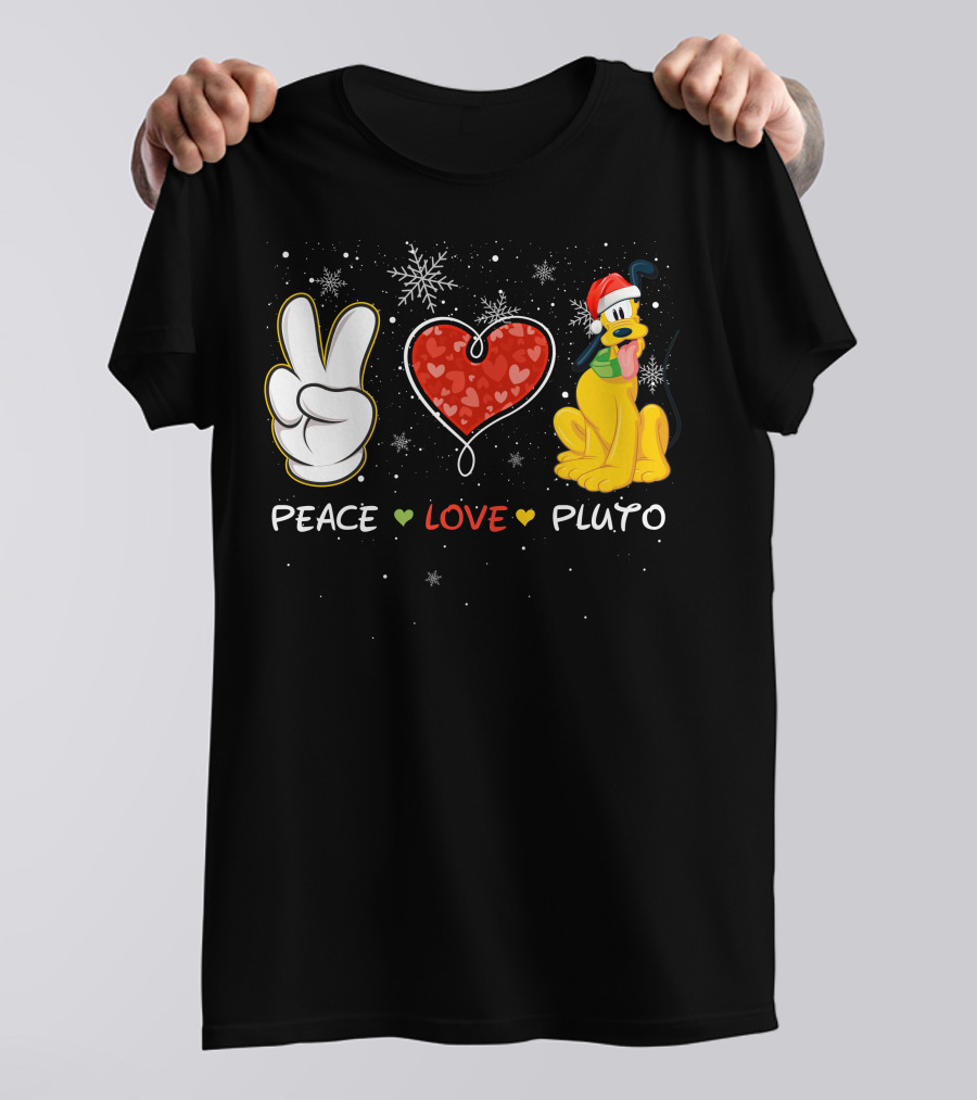 Peace Love Pluto Snowflakes Santa Hat T-Shirt