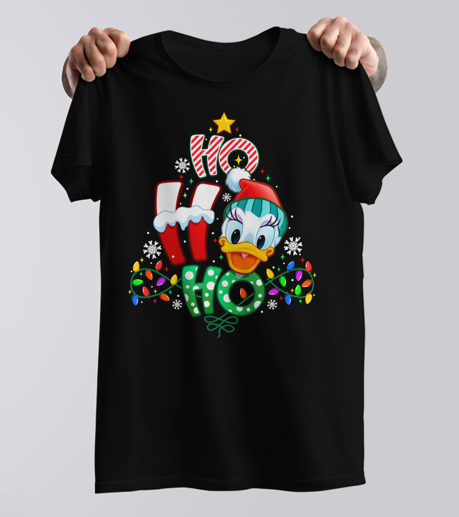 Ho Ho Ho Daisy Holiday Lights Christmas T-Shirt
