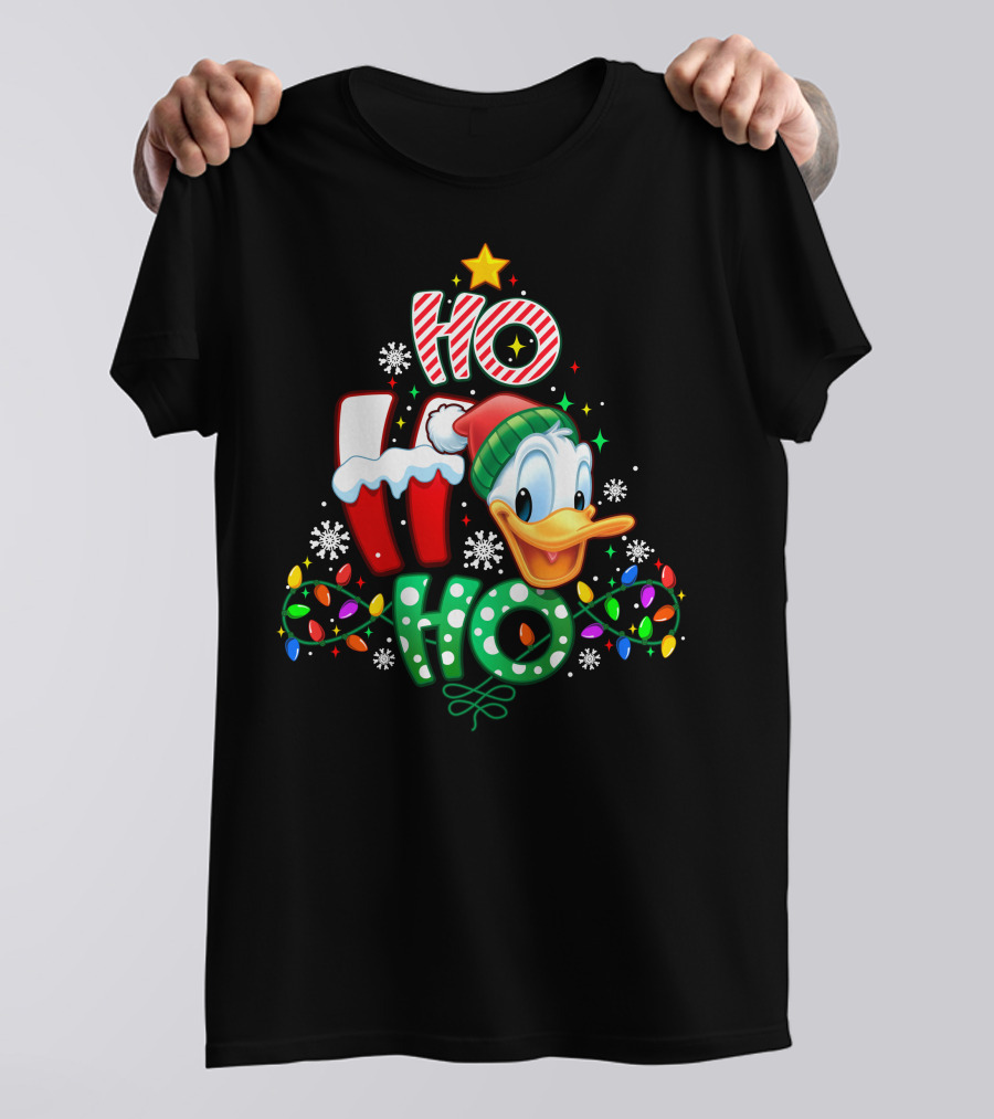 Ho Ho Ho Donald Christmas Lights Snowflakes Star T-Shirt