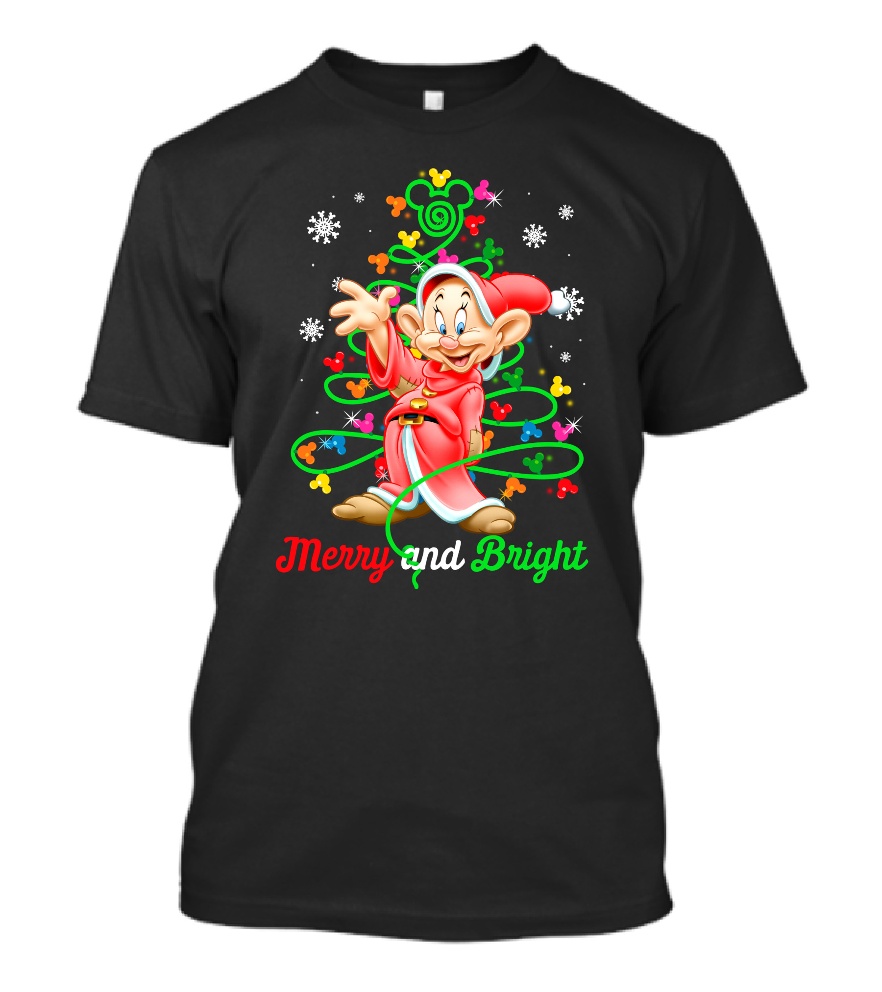 Merry And Bright Dopey Christmas Magic Tree Snowflakes T-Shirt