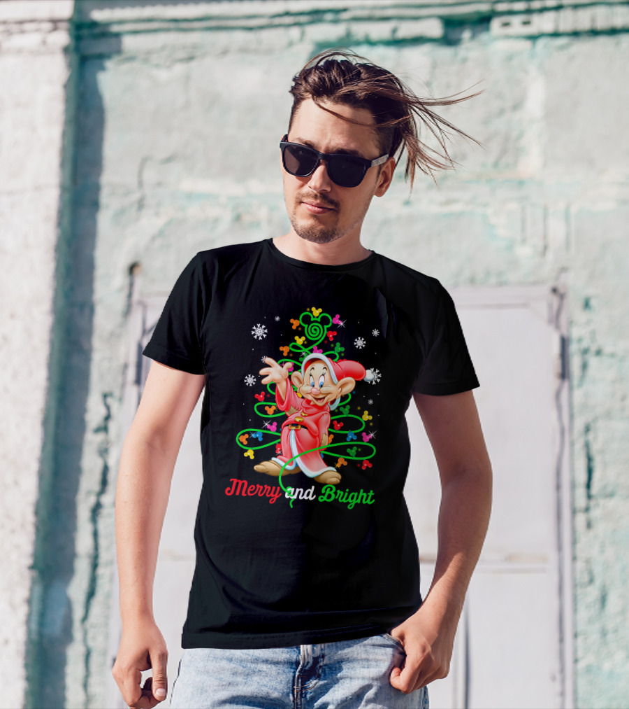 Merry And Bright Dopey Christmas Magic Tree Snowflakes T-Shirt