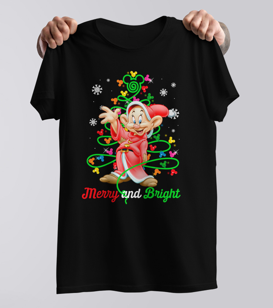 Merry And Bright Dopey Christmas Magic Tree Snowflakes T-Shirt
