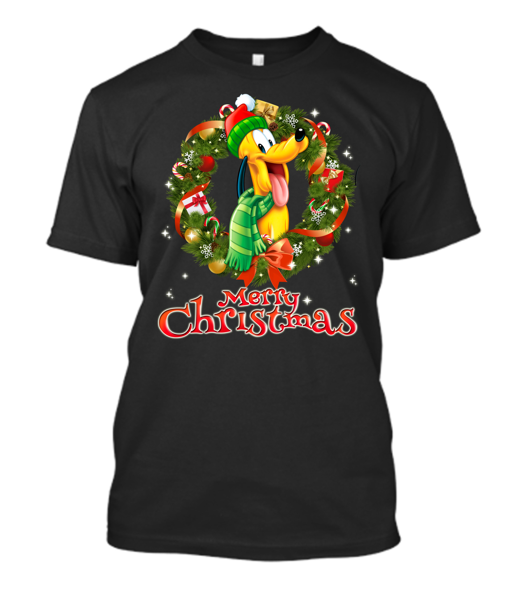 Merry Christmas Pluto Wreath Holiday Celebration T-Shirt