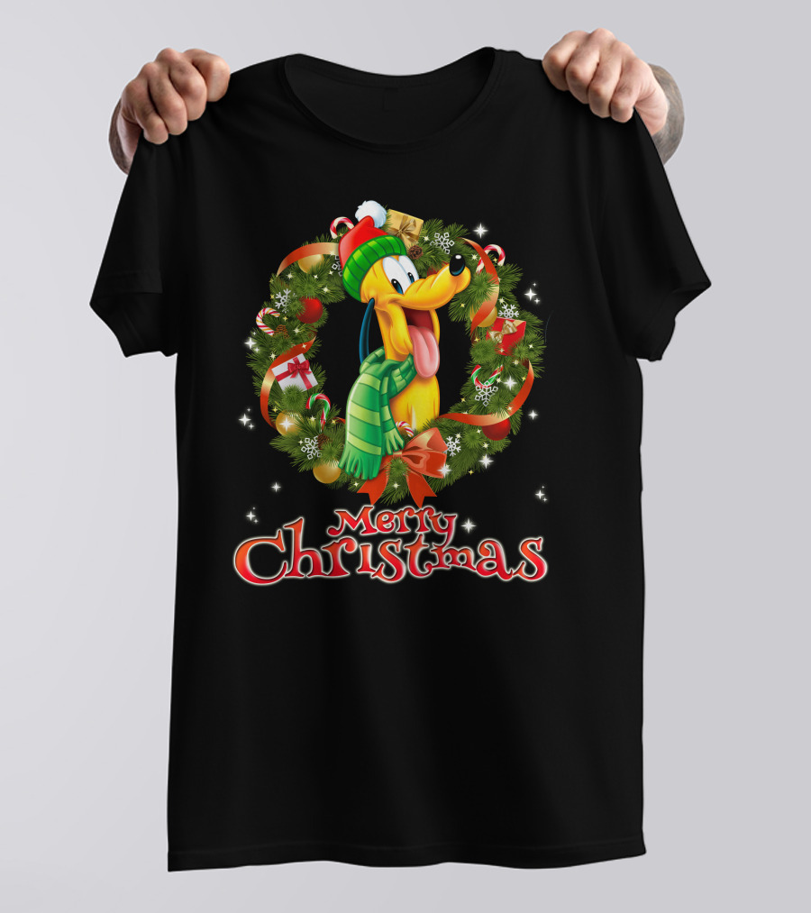 Merry Christmas Pluto Wreath Holiday Celebration T-Shirt
