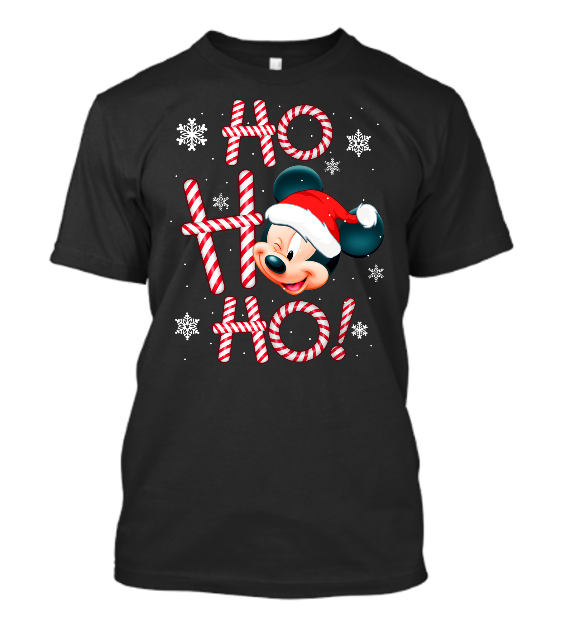 Ho Ho Ho Mickey Christmas Santa Hat Snowflakes T-Shirt