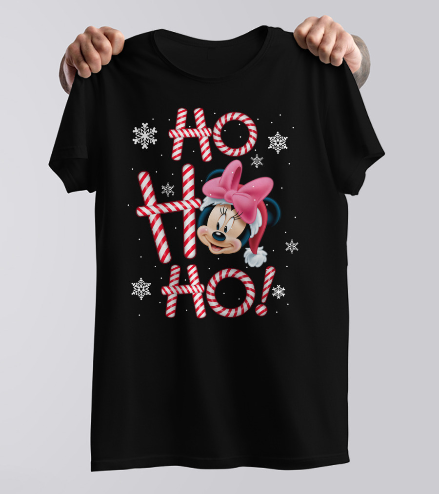Ho Ho Ho Minnie Mouse Candy Cane Snowflakes T-Shirt