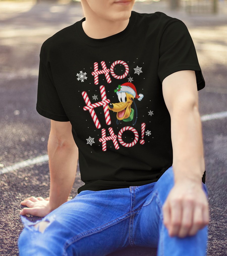 Ho Ho Ho Pluto Christmas Holiday Snowflakes T-Shirt