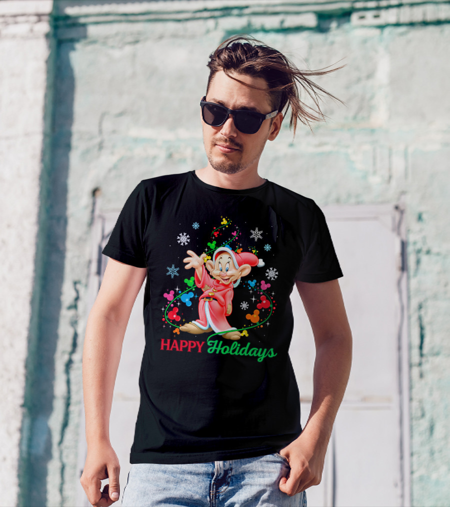Happy Holidays Dopey Disney Snow White Christmas Magic T-Shirt