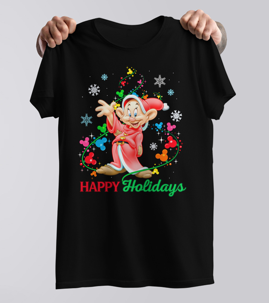 Happy Holidays Dopey Disney Snow White Christmas Magic T-Shirt