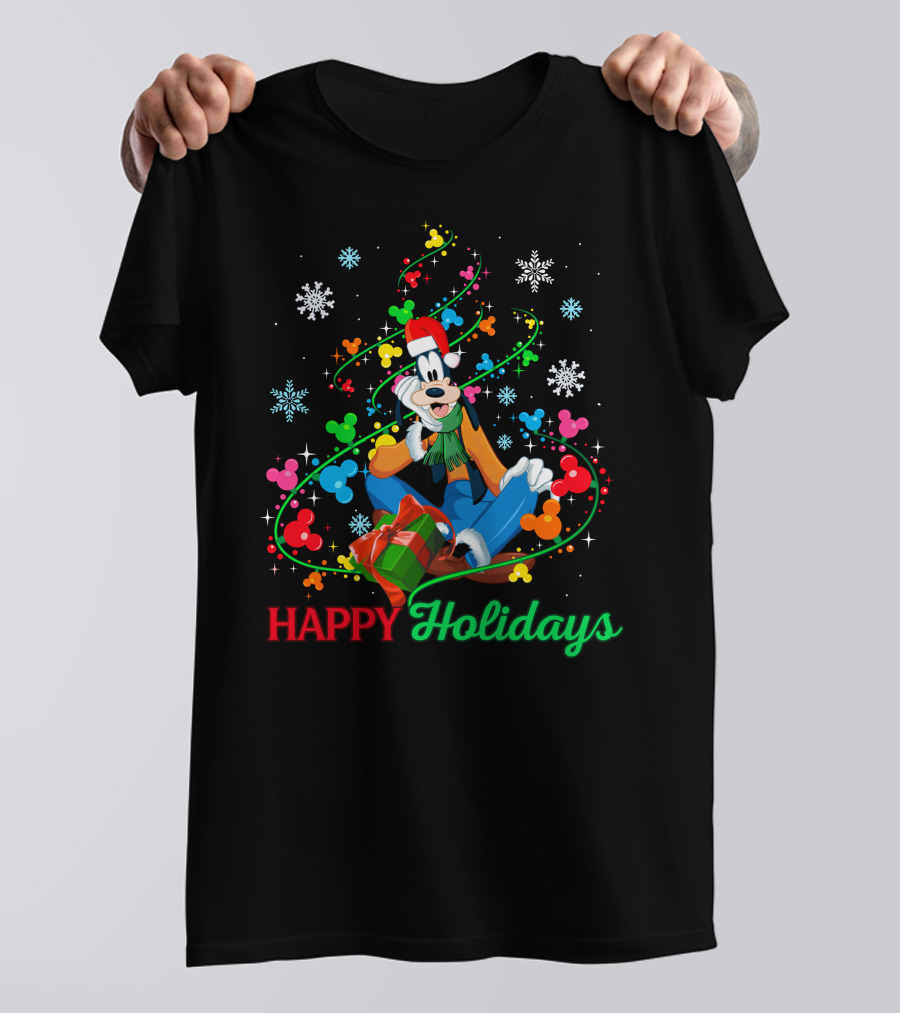 Happy Holidays Goofy Christmas Tree And Presents T-Shirt