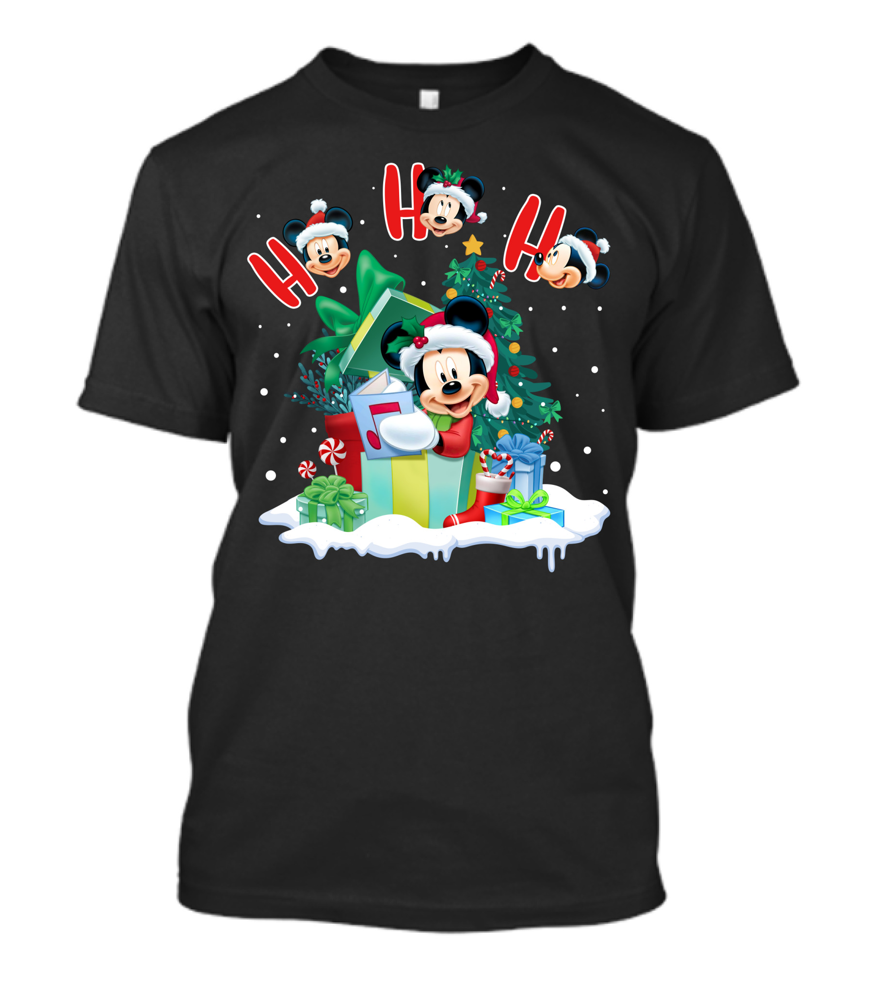 Mickey Christmas Holiday Cheer Ho Ho Ho Holiday Gifts And Tree T-Shirt