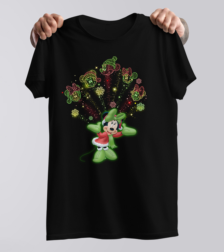 Minnie Festive Holiday Magic With Sparkling Snowflakes And Cheerful Expressions T-Shirt