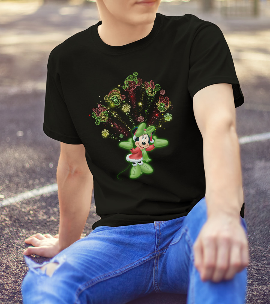 Minnie Festive Holiday Magic With Sparkling Snowflakes And Cheerful Expressions T-Shirt