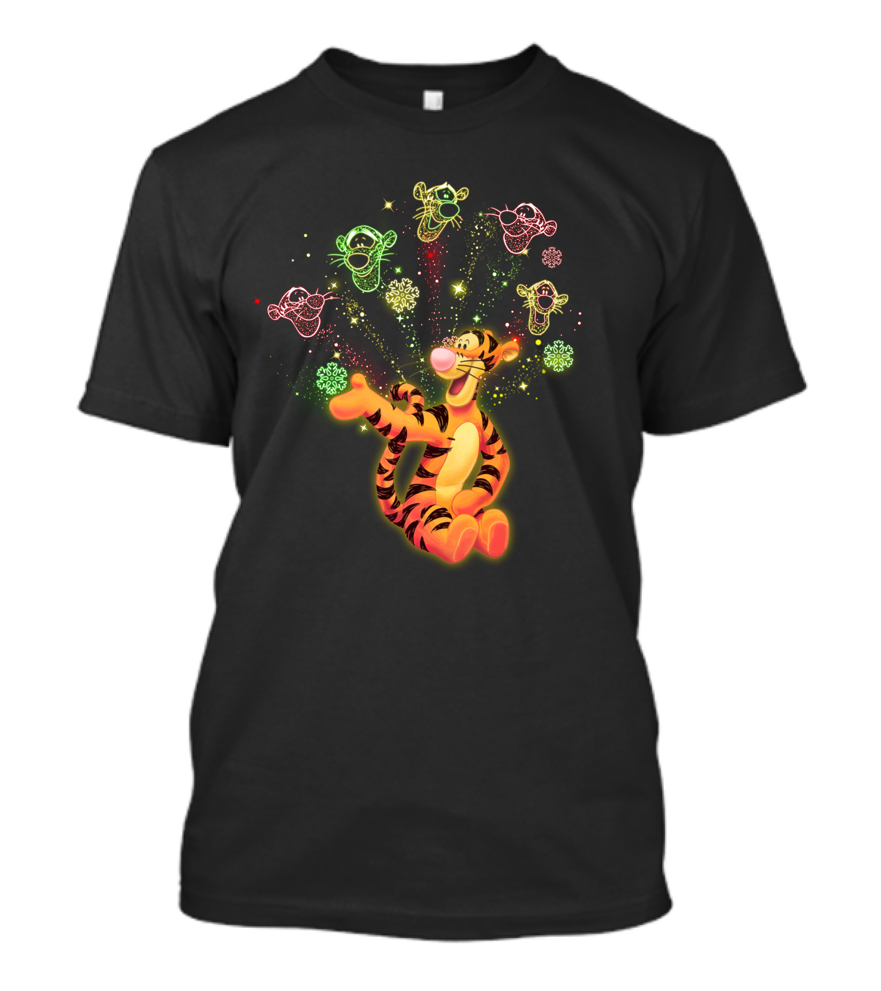 Tigger Playful Celebration With Magical Multicolored Starry Outlines T-Shirt