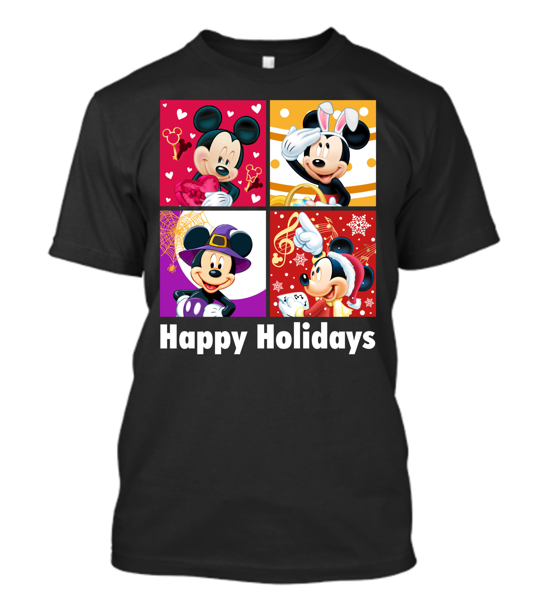 Happy Holidays Mickey Mouse Seasonal Quartet T-Shirt