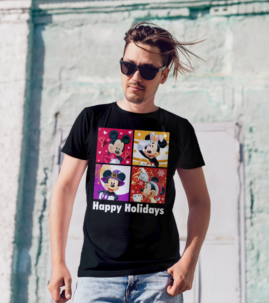 Happy Holidays Mickey Mouse Seasonal Quartet T-Shirt