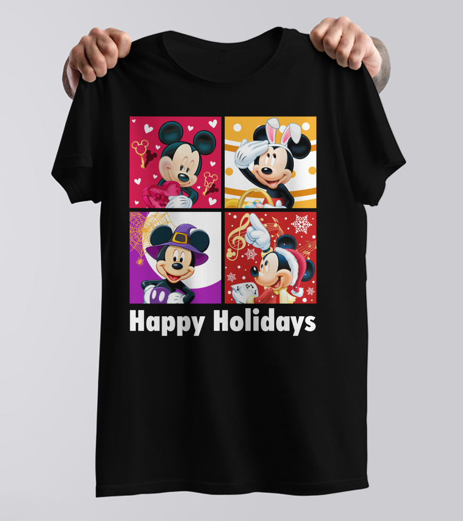 Happy Holidays Mickey Mouse Seasonal Quartet T-Shirt