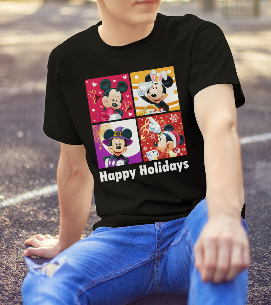 Happy Holidays Mickey Mouse Seasonal Quartet T-Shirt