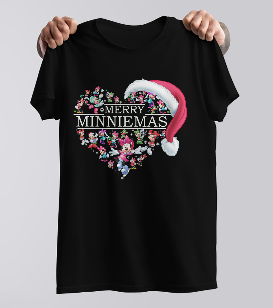 Merry Minniemas Heart Santa Hat Minnie Characters T-Shirt