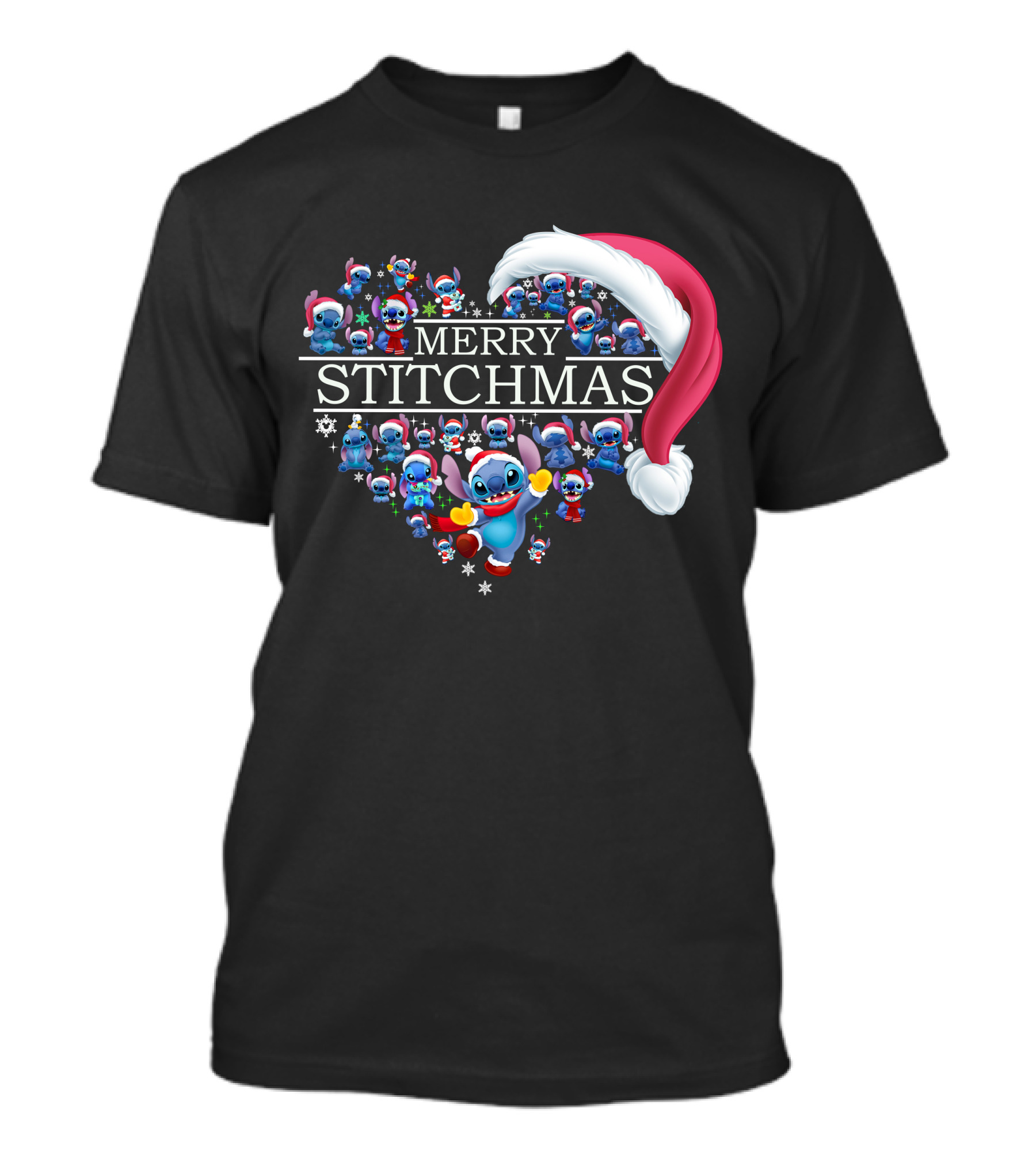 Merry Stitchmas Santa Hat Heart Stitch Christmas T-Shirt