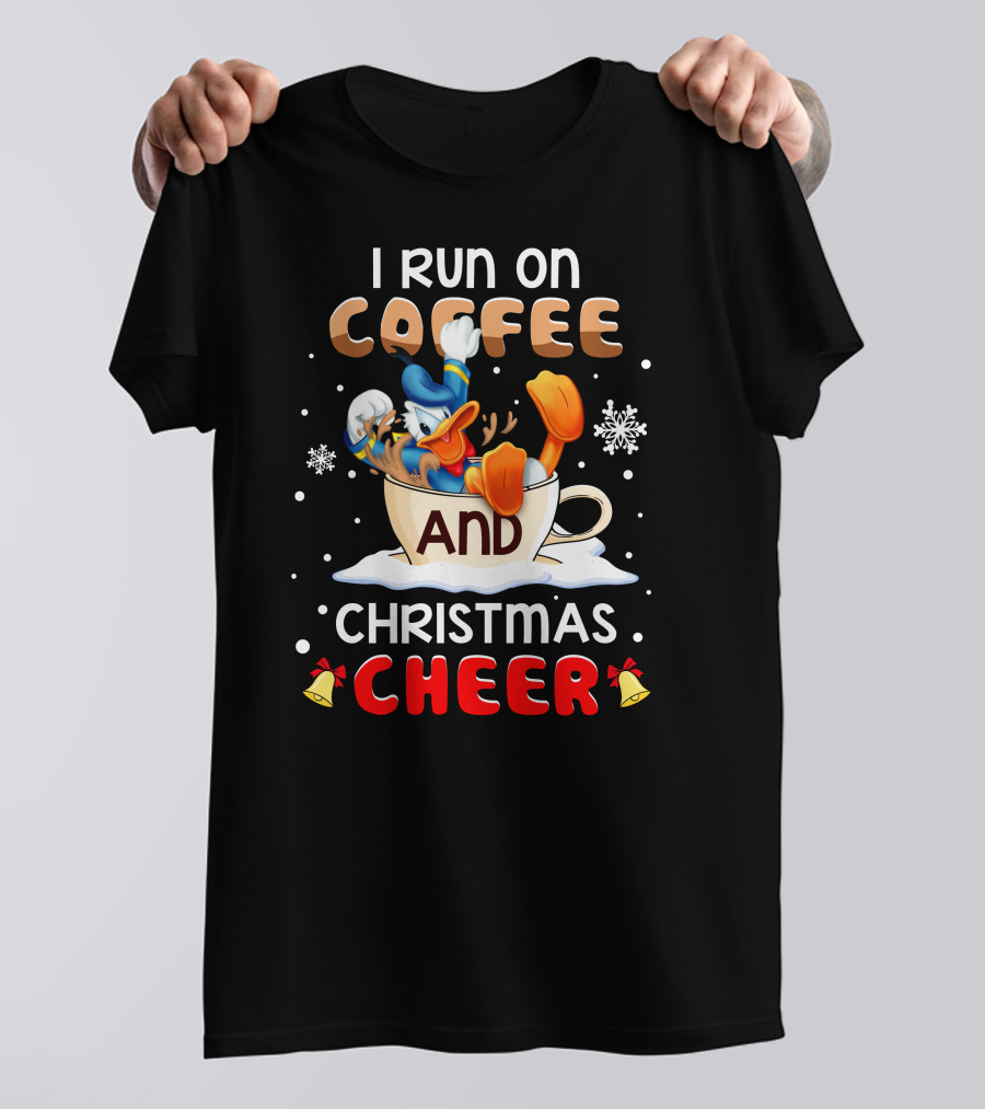 I Run On Coffee And Christmas Cheer Donald Duck T-Shirt