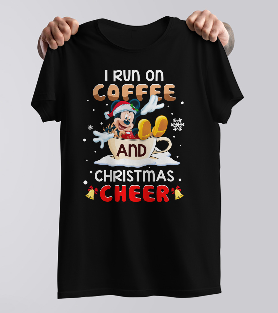 I Run On Coffee And Christmas Cheer Mickey T-Shirt
