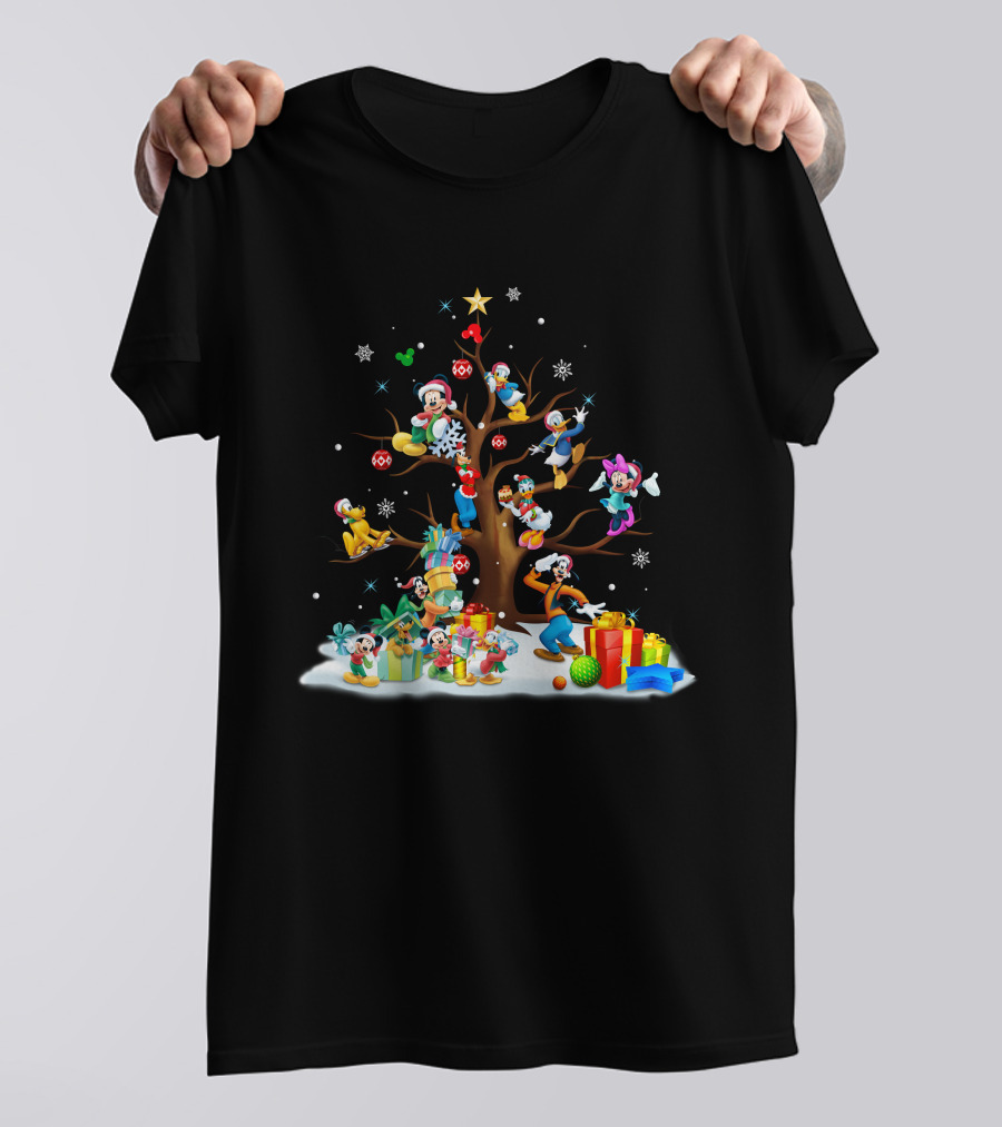 Mickey And Friends Holiday Celebration With Tree And Gifts T-Shirt