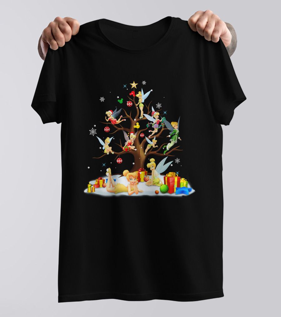 Tinkerbell Christmas Tree Fairies And Gifts T-Shirt