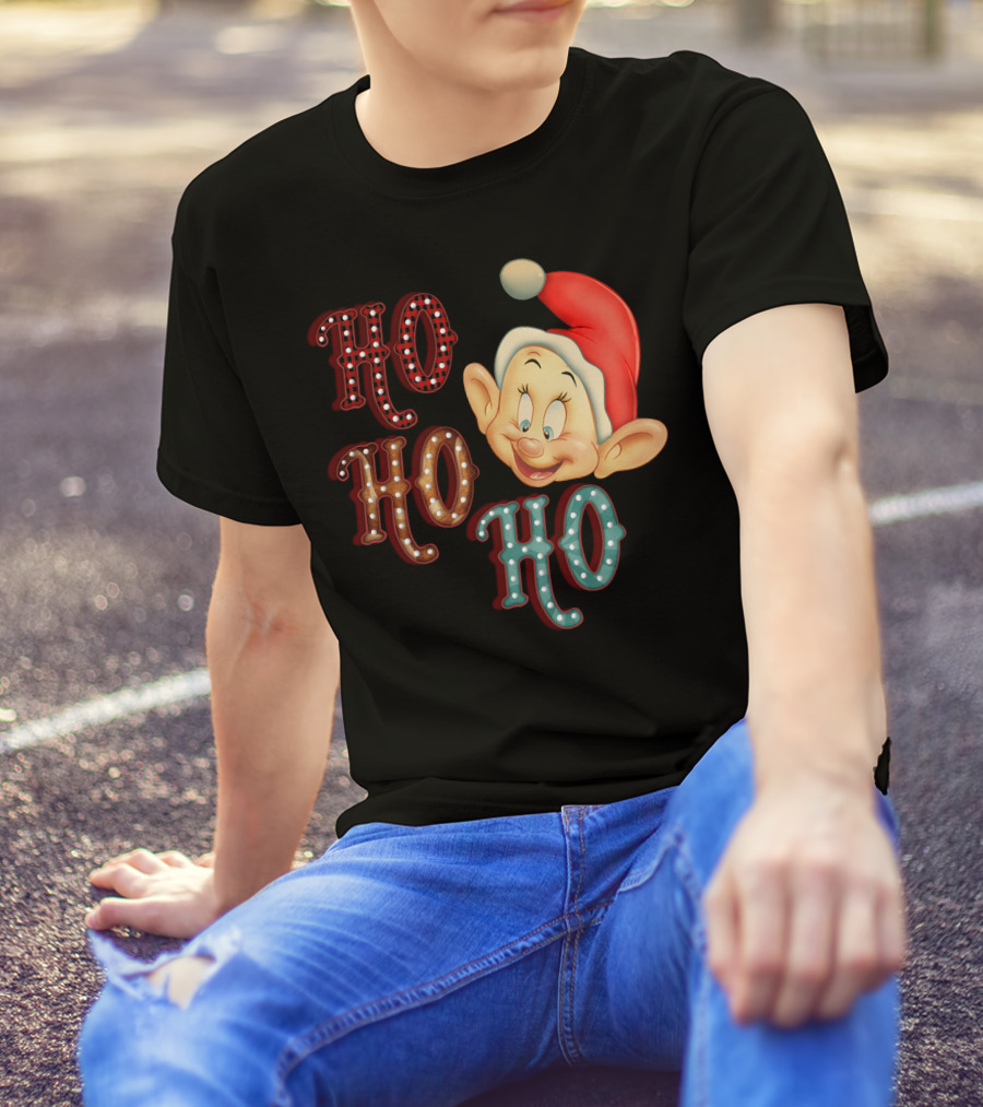 Ho Ho Ho Dopey Santa Hat Christmas Theme T-Shirt