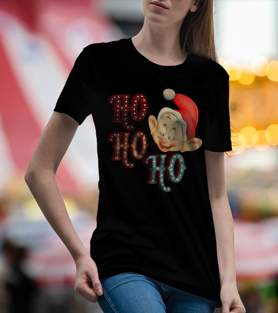 Ho Ho Ho Dopey Santa Hat Christmas Theme T-Shirt