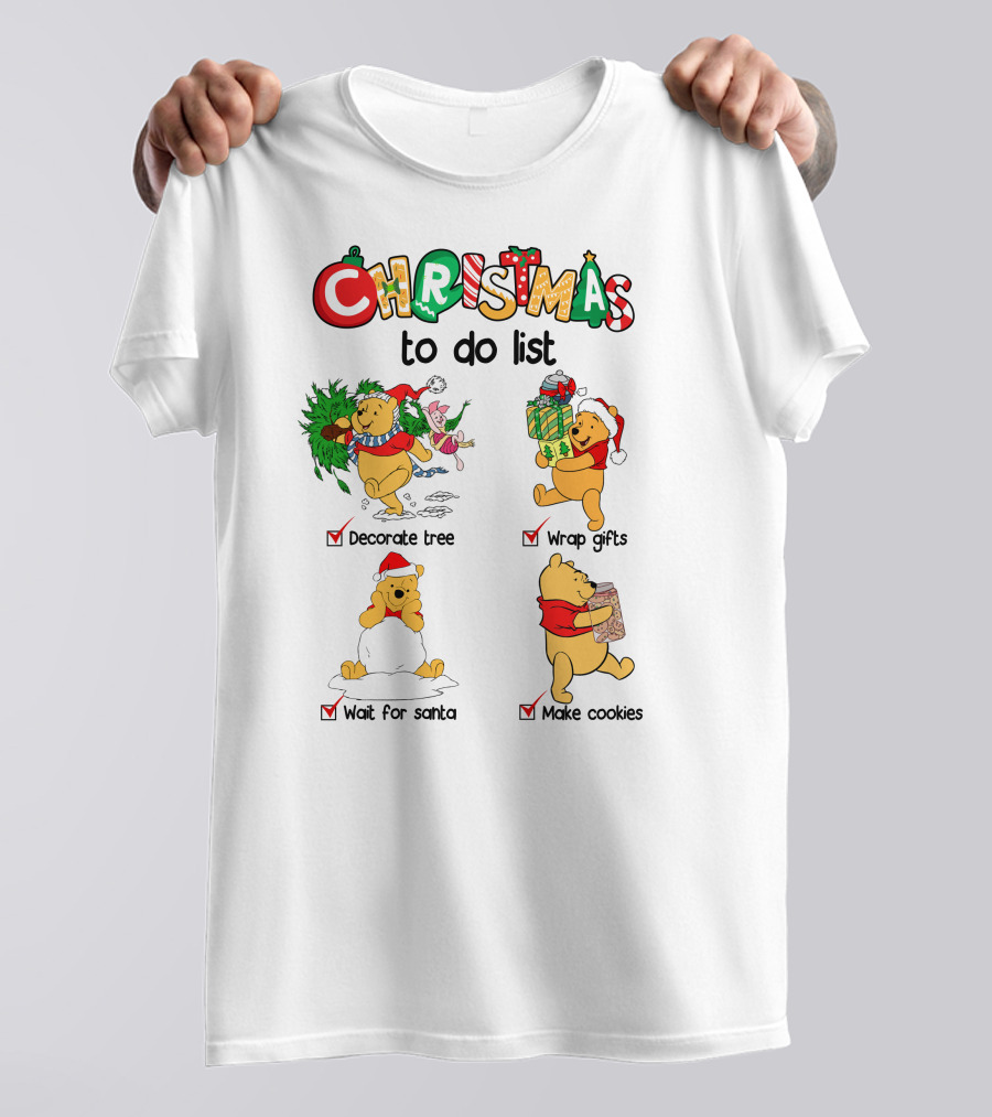 Christmas To Do List Decorate Tree Wrap Gifts Wait For Santa Make Cookies T-Shirt