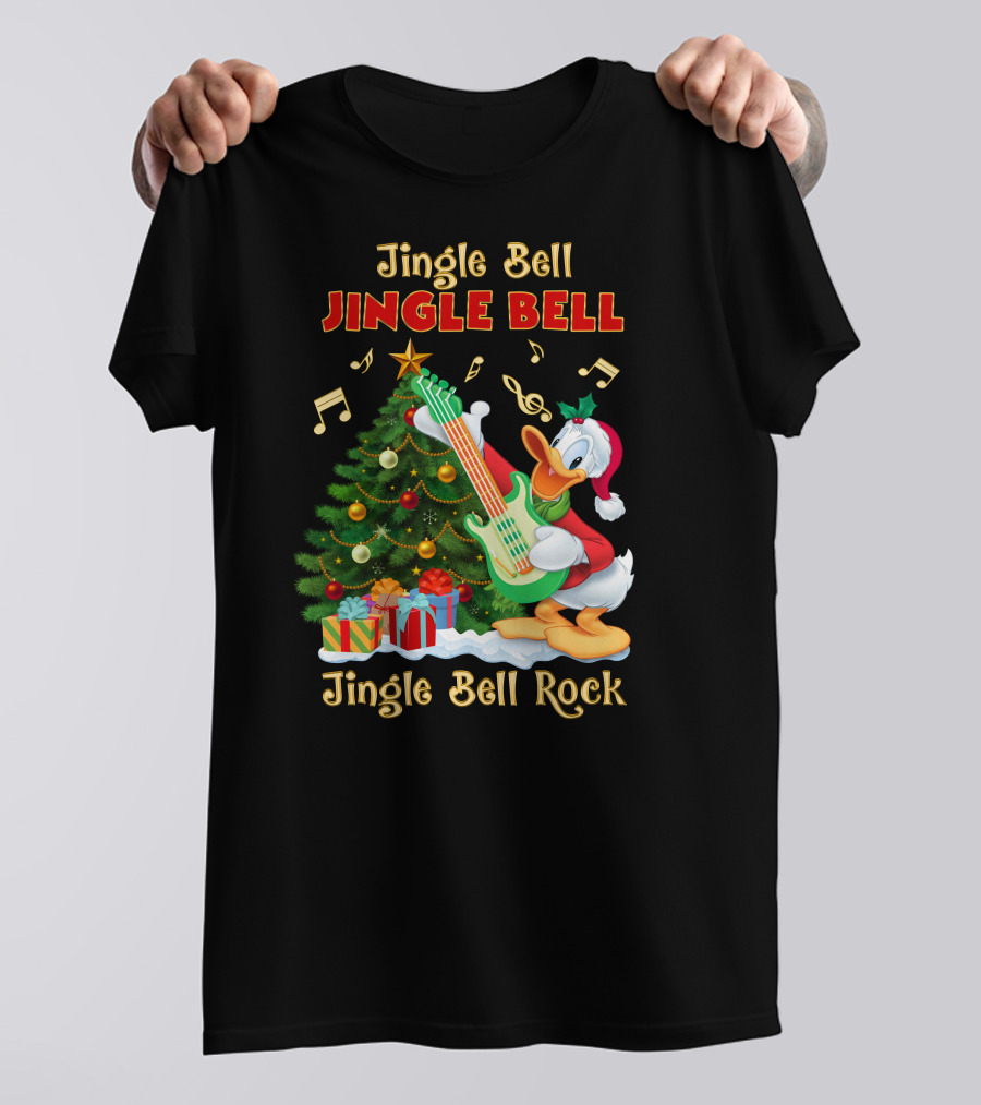 Jingle Bell Jingle Bell Jingle Bell Rock Donald Christmas Tree Guitar T-Shirt