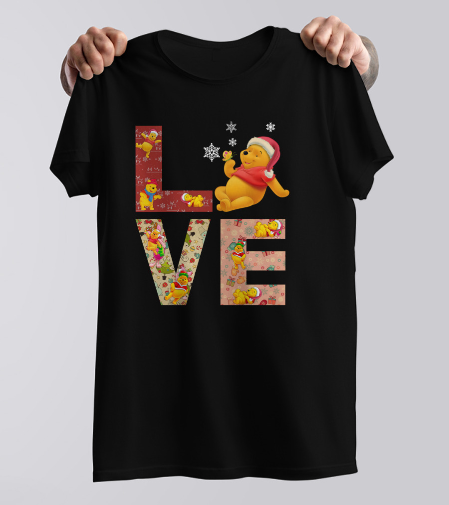 Love Winnie The Pooh Christmas Holiday Snowflakes T-Shirt