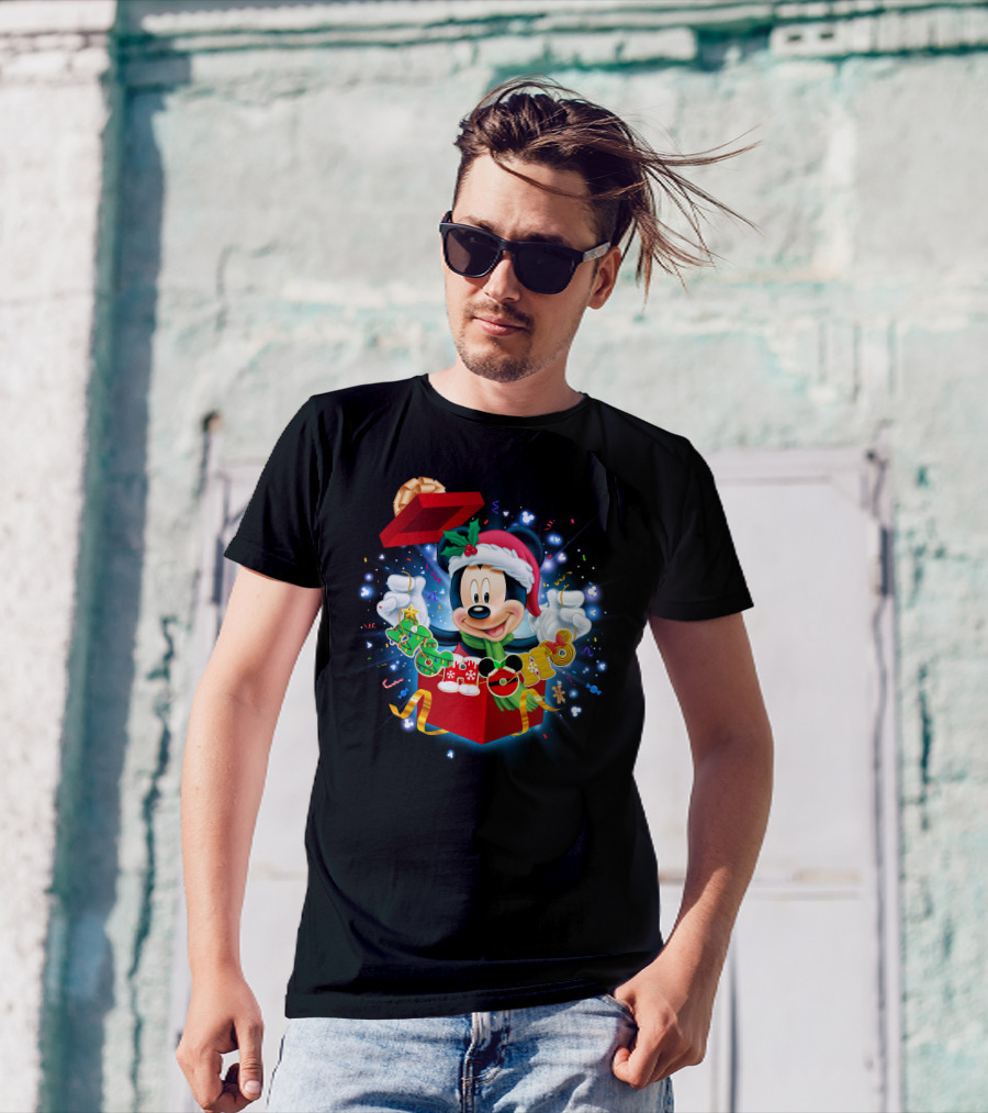 Mickey Mouse Christmas Holiday Surprise Present T-Shirt