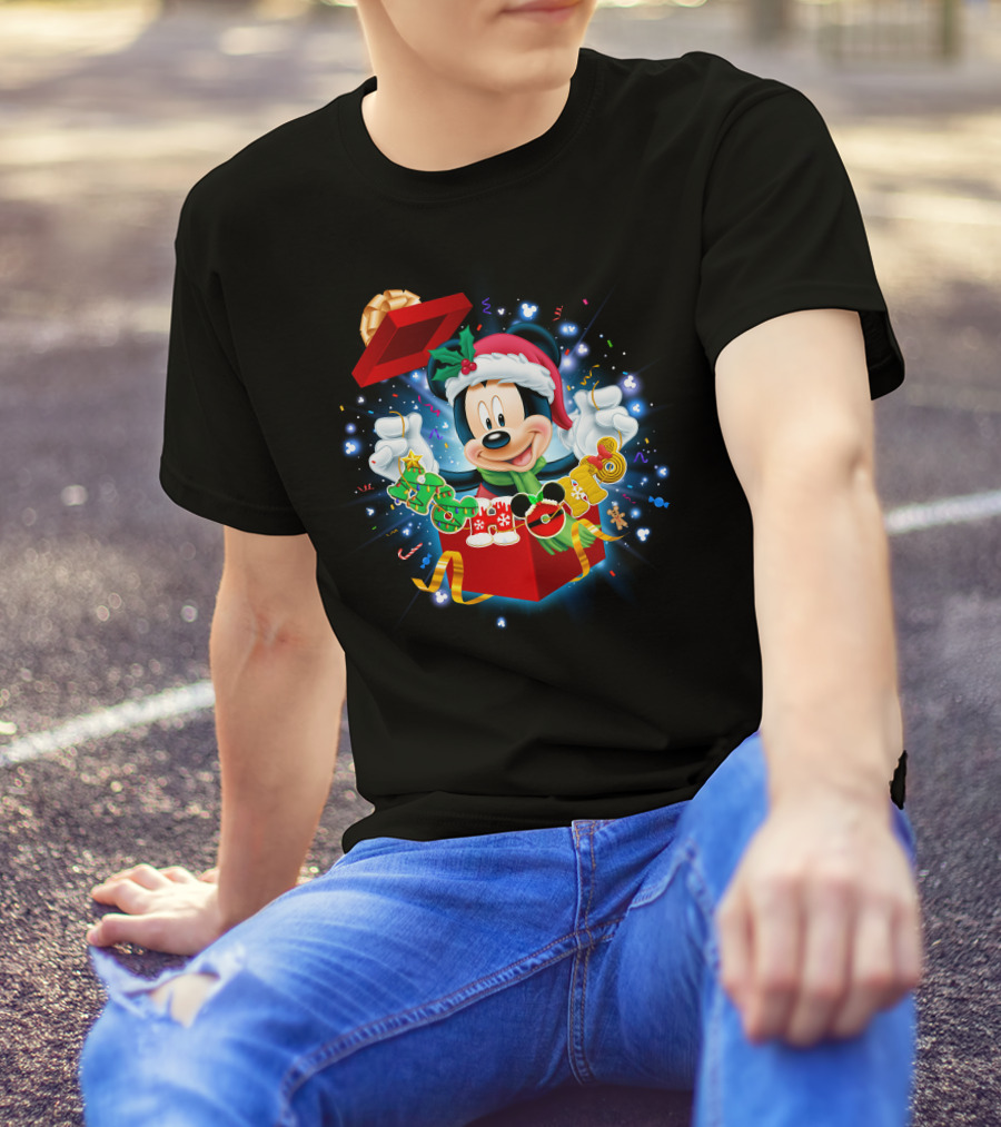 Mickey Mouse Christmas Holiday Surprise Present T-Shirt