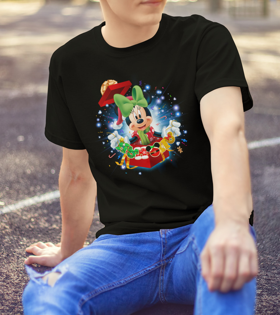 Minnie Holiday Gift Box Celebration Disney Magic T-Shirt